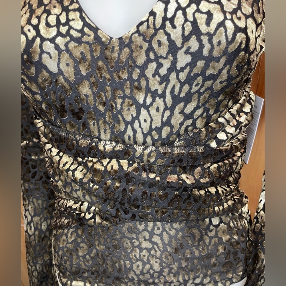 Guess Bodysuit Top Womens V-neck Leopard Print Velvet Sz XS Y2K 90s - Picture 3 of 13